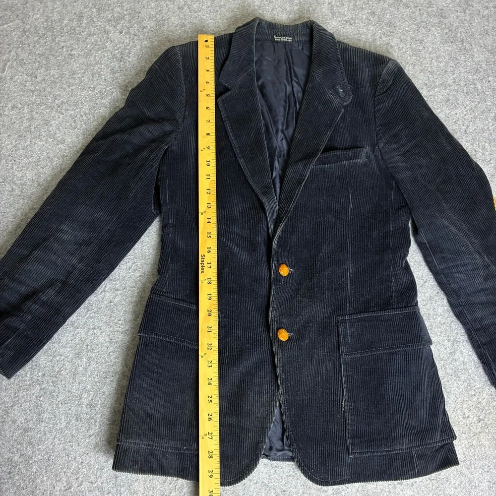 Vintage Jaguar 4/40 Mens 36R Corduroy Blazer Sport Coat Elbow Patches Navy Black
